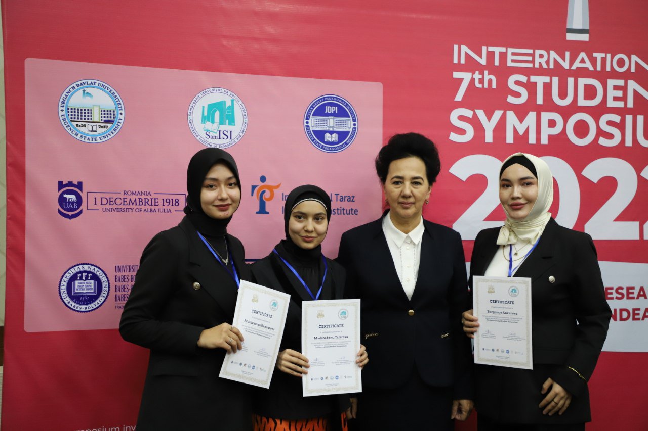 At the “7th International Student Symposium” held in Samarkand city, along with students from Romania, Oman, the United Arab Emirates and Qatar, students from the evening department of our university presented their innovative ideas.