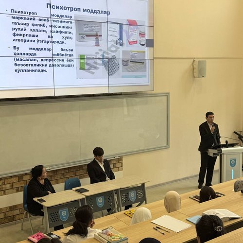 22 апреля для студентов медицинского направления было организовано профилактическое мероприятие на тему «Исследование наркотических средств, психотропных веществ и прекурсоров» с участием старшего эксперта ЭКБМ МВД Республики Узбекистан, старшего лейтенан